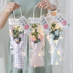 Bouquet fleurs artificielles crochetées orange bleu rose violet blanc moderne