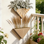 support plante mur bois moderne géométrique minimaliste succulentes herbes sèches fougères lierre cascade