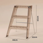 trois marches plastique transparent moderne minimaliste pieds métalliques porte ouverte poids 150kg