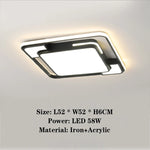 plafonnier led moderne minimaliste noir blanc argenté fixe lumineux rectangle cadre opaque