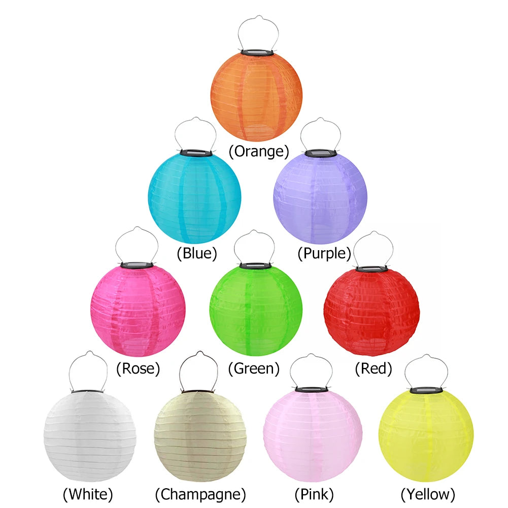 lanterne solaire led ip55 20cm papier plissé opaque traditionnelle anniversaire mariage noël fêtes extérieures