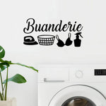 autocollants murals buanderie machines laver sèche linges graphiques français adhésifs
