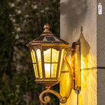 lampe solaire murale vintage or floral éclairage extérieur verre transparent classique
