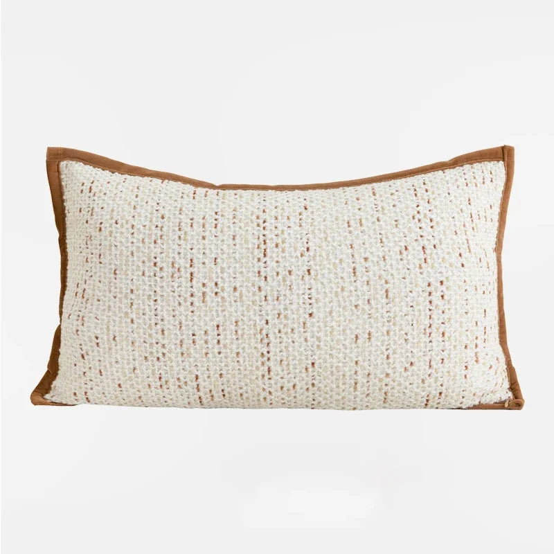 coussins rectangulaires blanc marron texture géométrique moderne amovibles lavables