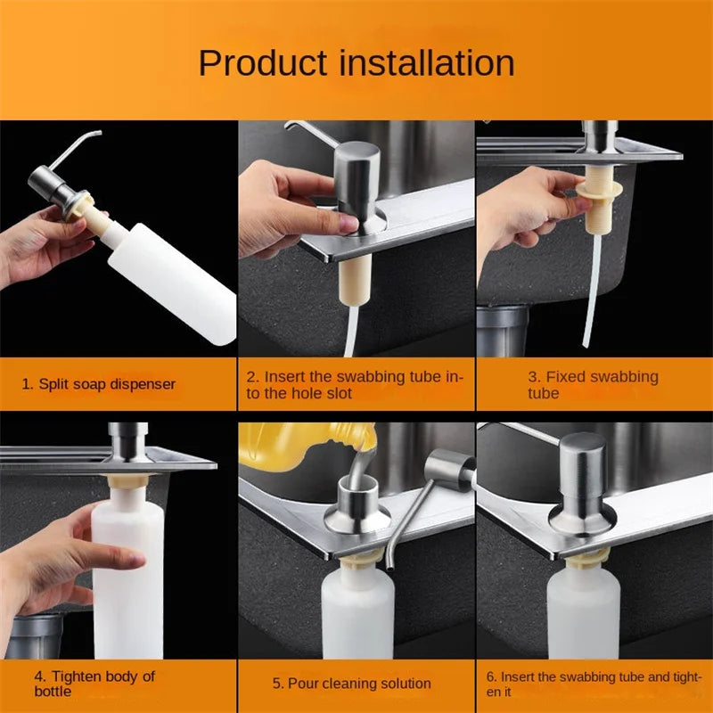 distributeur savon liquide mains blanc moderne fixation acier inoxydable tête pompe tube nettoyage cuisine