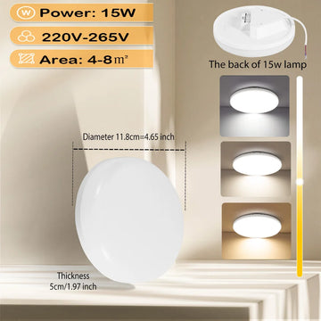 plafonnier led rond moderne blanc doré lampe mince cuisine salle bain