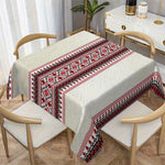 nappe table géométrique polyester blanc rouge noir traditionnelle classique ethnique