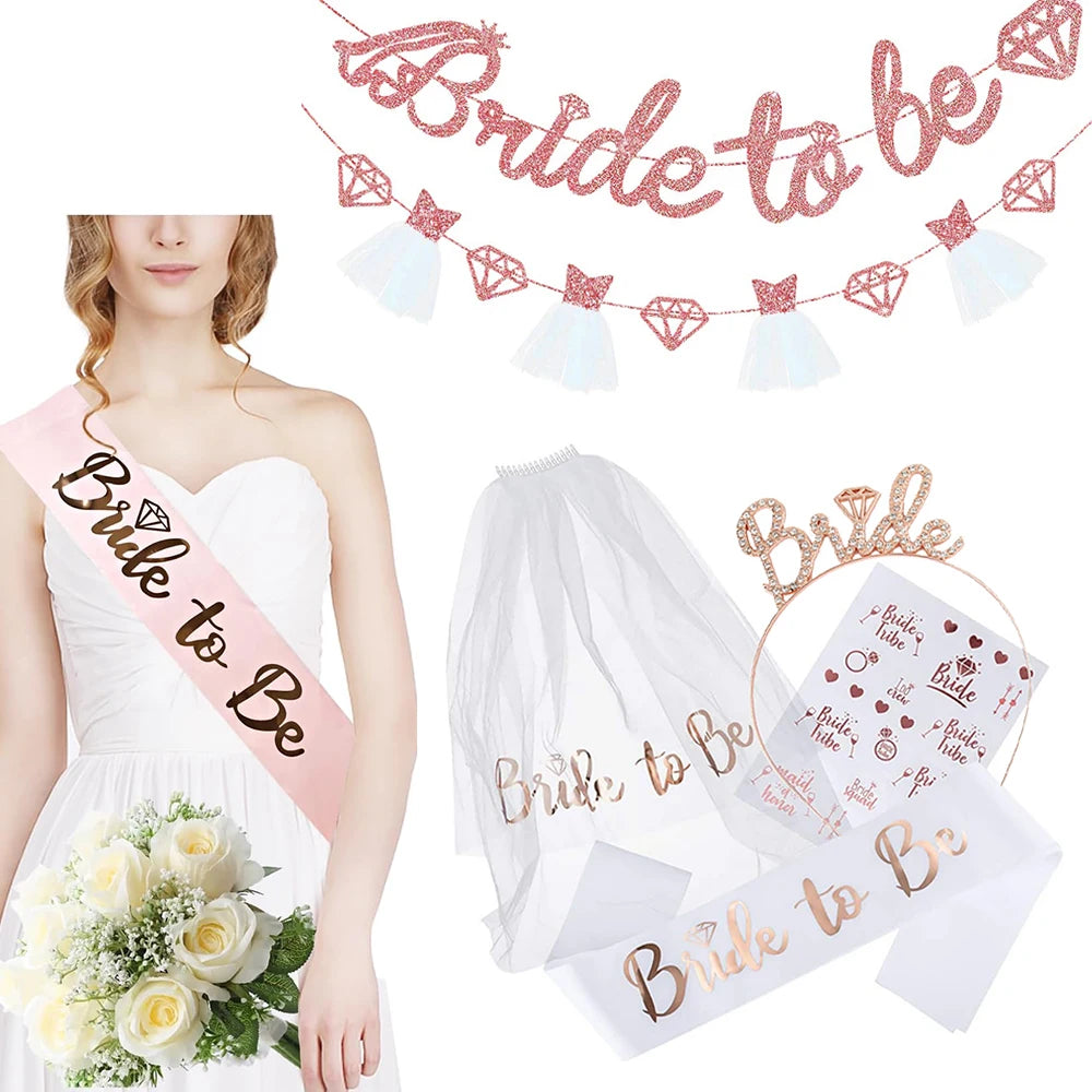 décoration mariage bannière bride to be ceinture tulle confettis diadème accessoires fiançailles