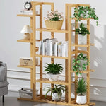 étagère moderne multi niveaux bois naturel pots plantes balcon salon minimalistestyle