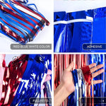 rideau décoratif rouge bleu blanc rayures étoiles adhésif festif anniversaire fête indépendance américain