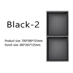 niche rangement acier inoxydable noir moderne quatre niveaux mur lampe intégrée chambre salle bain