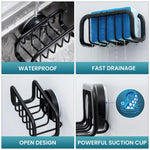 porte éponge réutilisable ventouse moderne éponge bleue structure métal horizontal vertical cuisine évierinox minimaliste