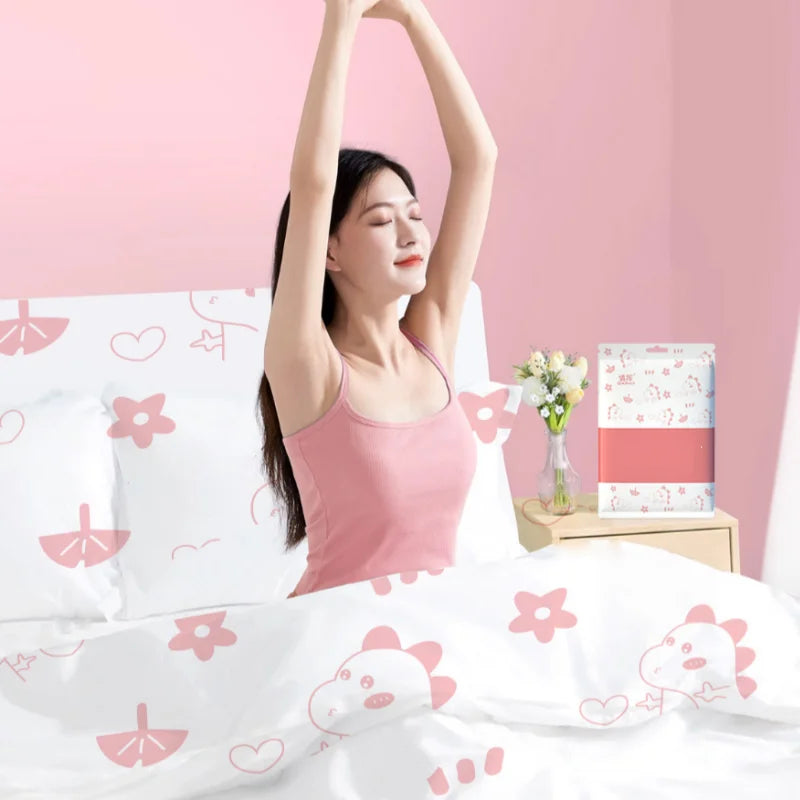 ensemble literie rose blanche motifs floraux dinosaures drap couette taies oreillers moderne enfantin