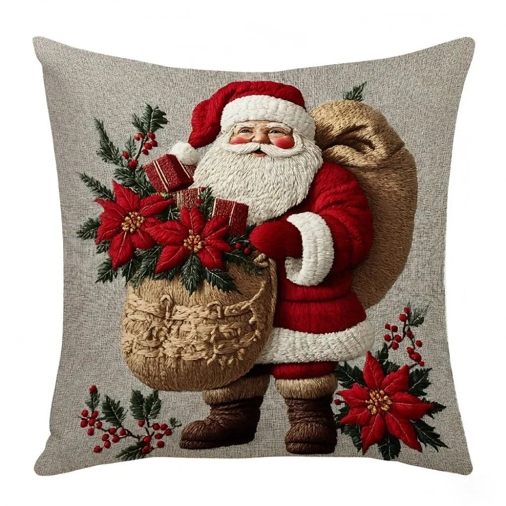 coussin décoratif noël carreaux rouge blanc flocon neige bonhomme neige guirlande sapin 45cm 45cm
