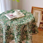 nappe vert fleurs fines coton polyester table maison fête classique assiettes verres