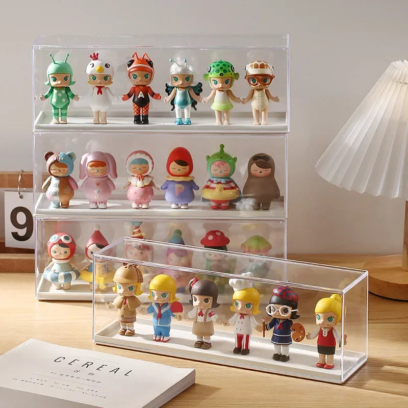 boîte rangement transparente réutilisable moderne organisateur jouets figurines divers cartoon capacité importante anti poussière