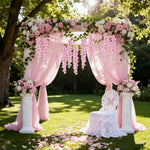 guirlande fleurs artificielles rose blanches modernes décoration intérieure extérieure mariage anniversaire baby shower