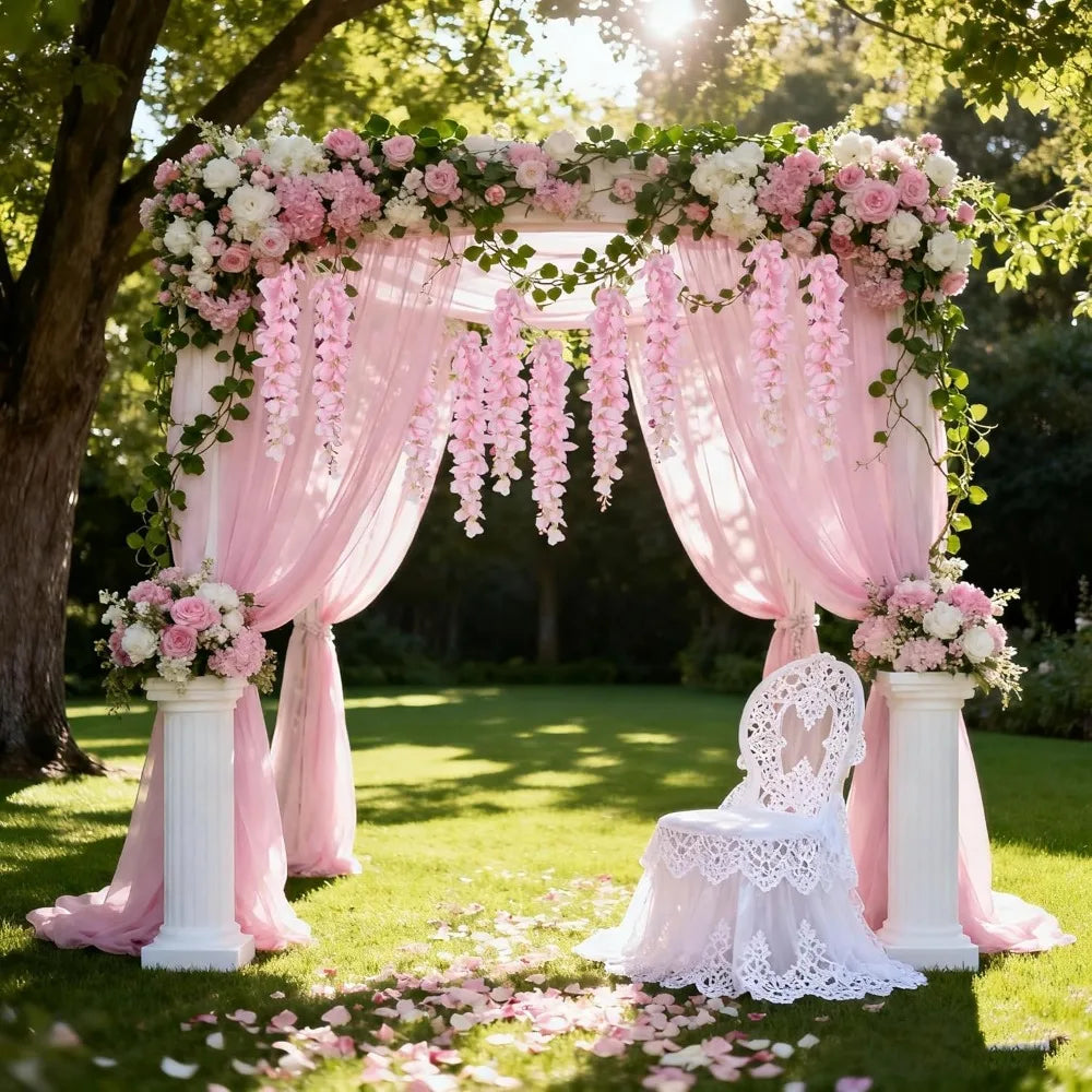 guirlande fleurs artificielles rose blanches modernes décoration intérieure extérieure mariage anniversaire baby shower