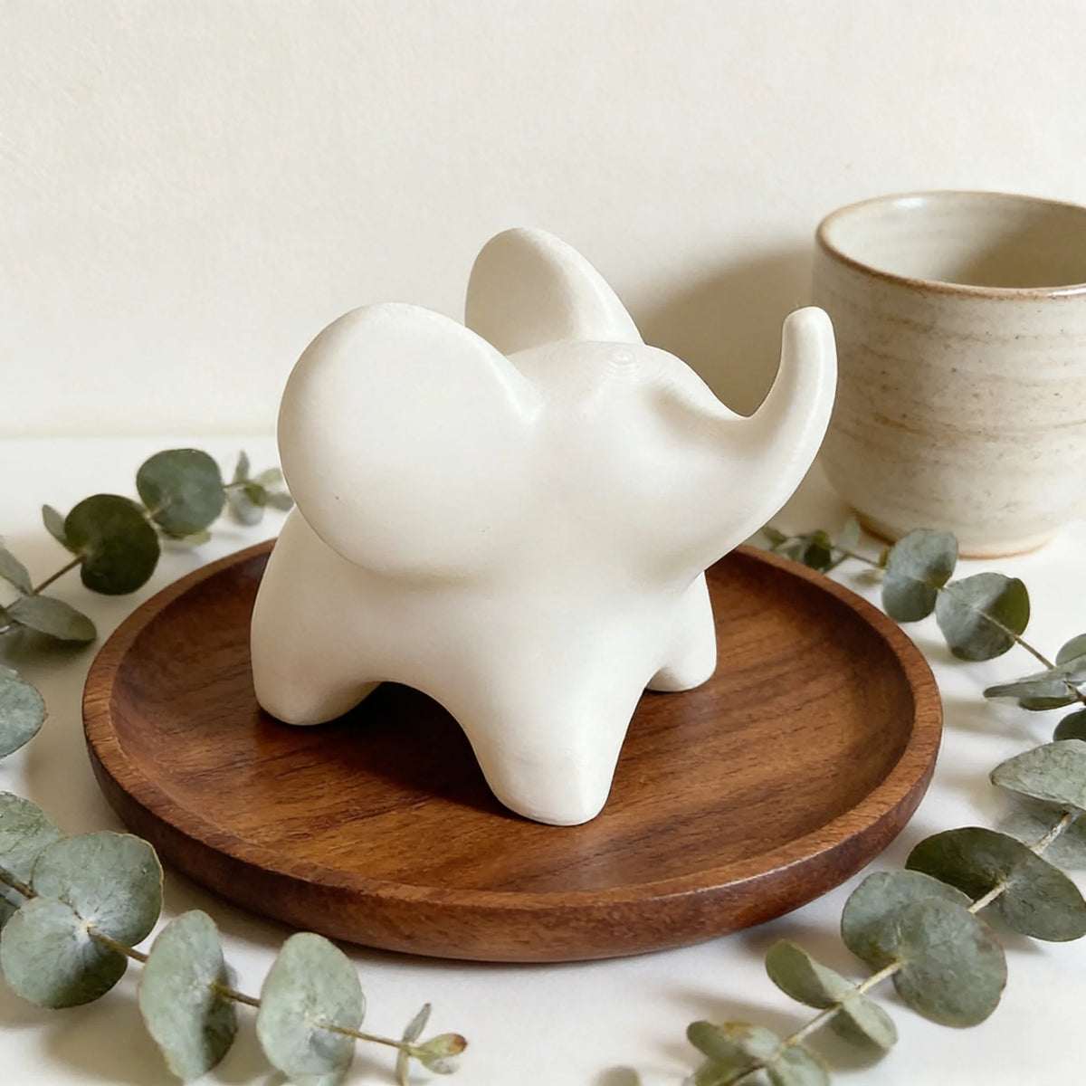 statue éléphant blanc moderne minimaliste décoration 7cm 6cm 29g rond lisse opaque