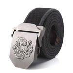 ceinture homme toile métal camouflage noir double aigle militaire décontracté opacité