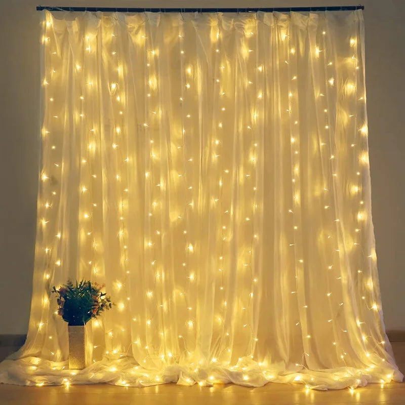 rideau lumineux led multicolore moderne télécommande usb 5v 300cm blanc beige