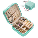 boîte bijoux simili cuir moderne compartiments noir vert rose clair orange fermeture éclair portable
