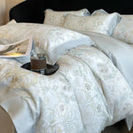 ensemble literie fleurs gris blanc housse couette drap taies oreiller lyocell eucalyptus doux