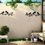 décoration murale métal oiseaux feuilles naturelle rustique fixée vis mur noir