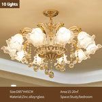 lustre doré cristal fleurs classique baroque salon encastrée led 2000lm 82000lm
