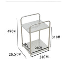 table d'appoint moderne minimaliste argentée plateau transparent structure métallique inoxydable hauteur 49cm largeur 28cm