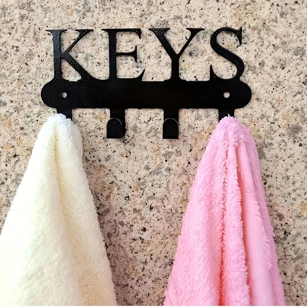 porte clés mural lettres KEYS rustique support texturé facile serviettes écharpes clés porte monnaie