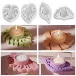 support bougie feuilles stylisées violet vert beige moderne décoratif silicone transparent opacité