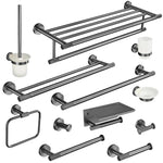 ensemble accessoires salle bain noir mat porte serviettes mural moderne métal brossé