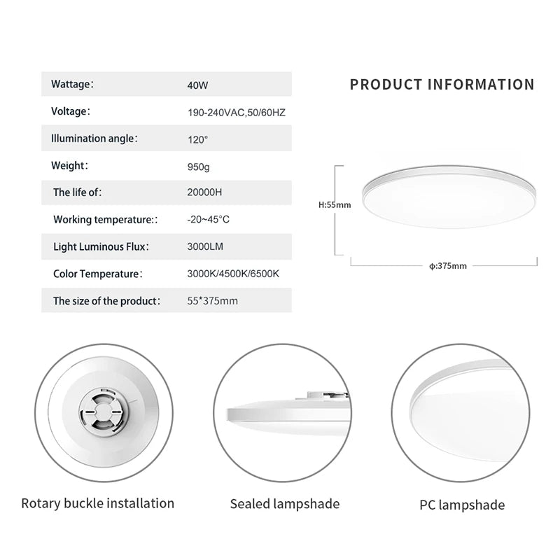 lampe led moderne blanc rond facile 2000 82000 lumens 30w 40w