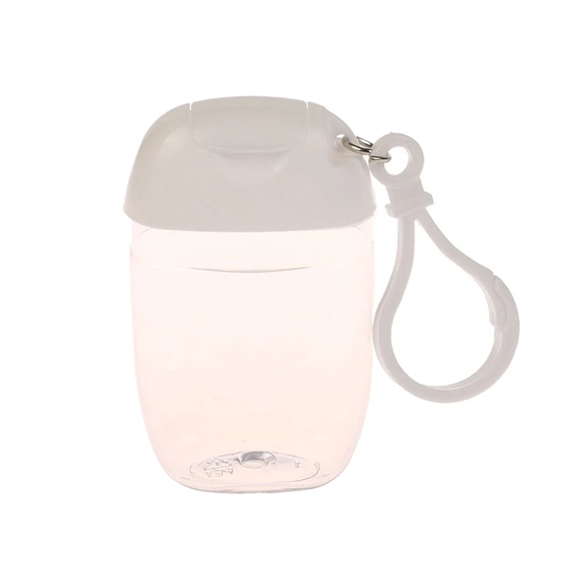 bouteilles rechargeables transparentes modernes couleurs variées anneaux fixation pratique distributeurs savon main cosmétiques alcool