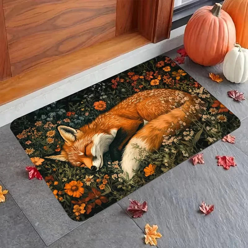 tapis moderne antidérapant polygone feuilles animaux salon entrée sol bain orange blanc vert bleu
