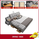 lit multifonctionnel moderne gris clair simili cuir tapis coussins rangement sous lit
