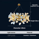 lustre suspendu moderne blanc doré petals mat cuisine salon chambre principal