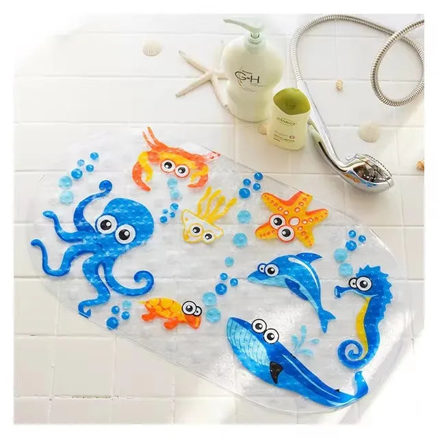 tapis bain antidérapant transparent poissons oiseaux motifs animaux moderne salle bain pvc bulles adhésif