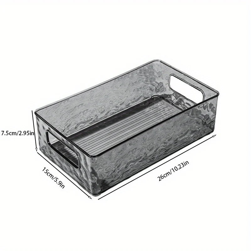 boîte rangement transparente texture ondulée poignées moderne cosmétiques salle bain rechargeable plastique