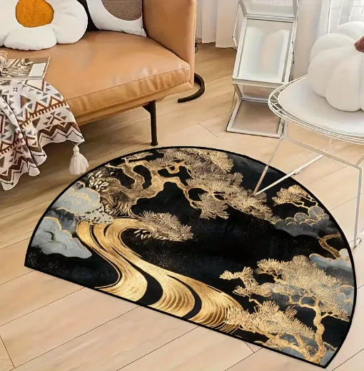 tapis moderne mosaïque pierres motifs floraux noir marron beige gris antidérapant extérieurintérieur