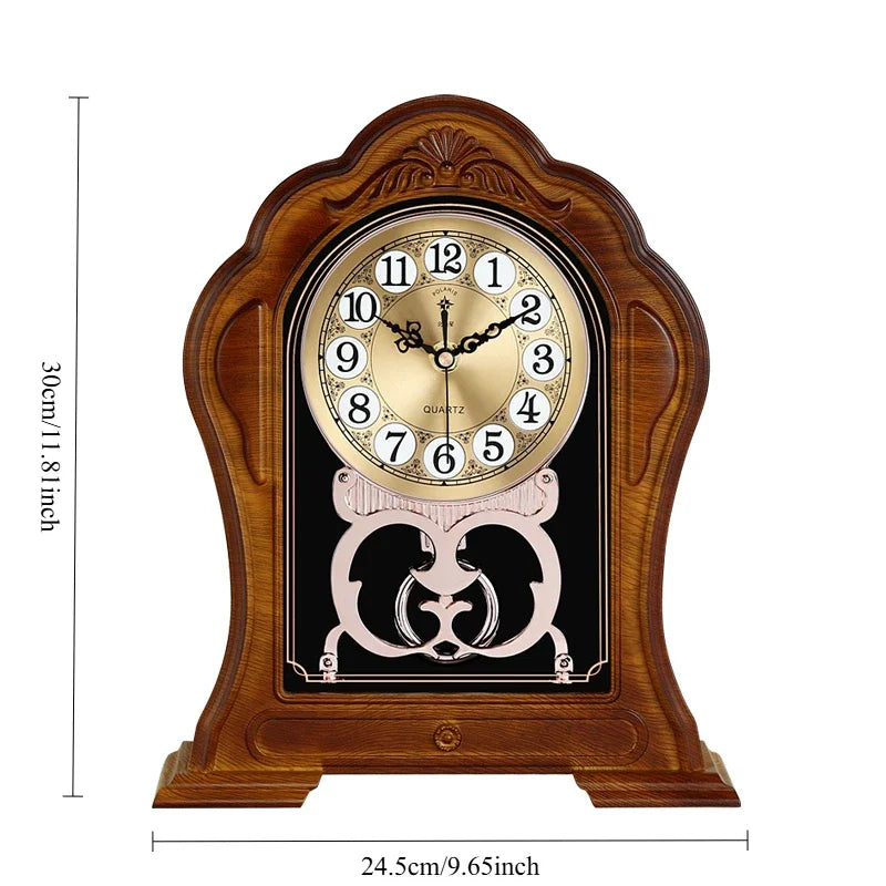 horloge décorative marron foncé rétro chiffres arabes transparente fleurs artificielles vintage européenne