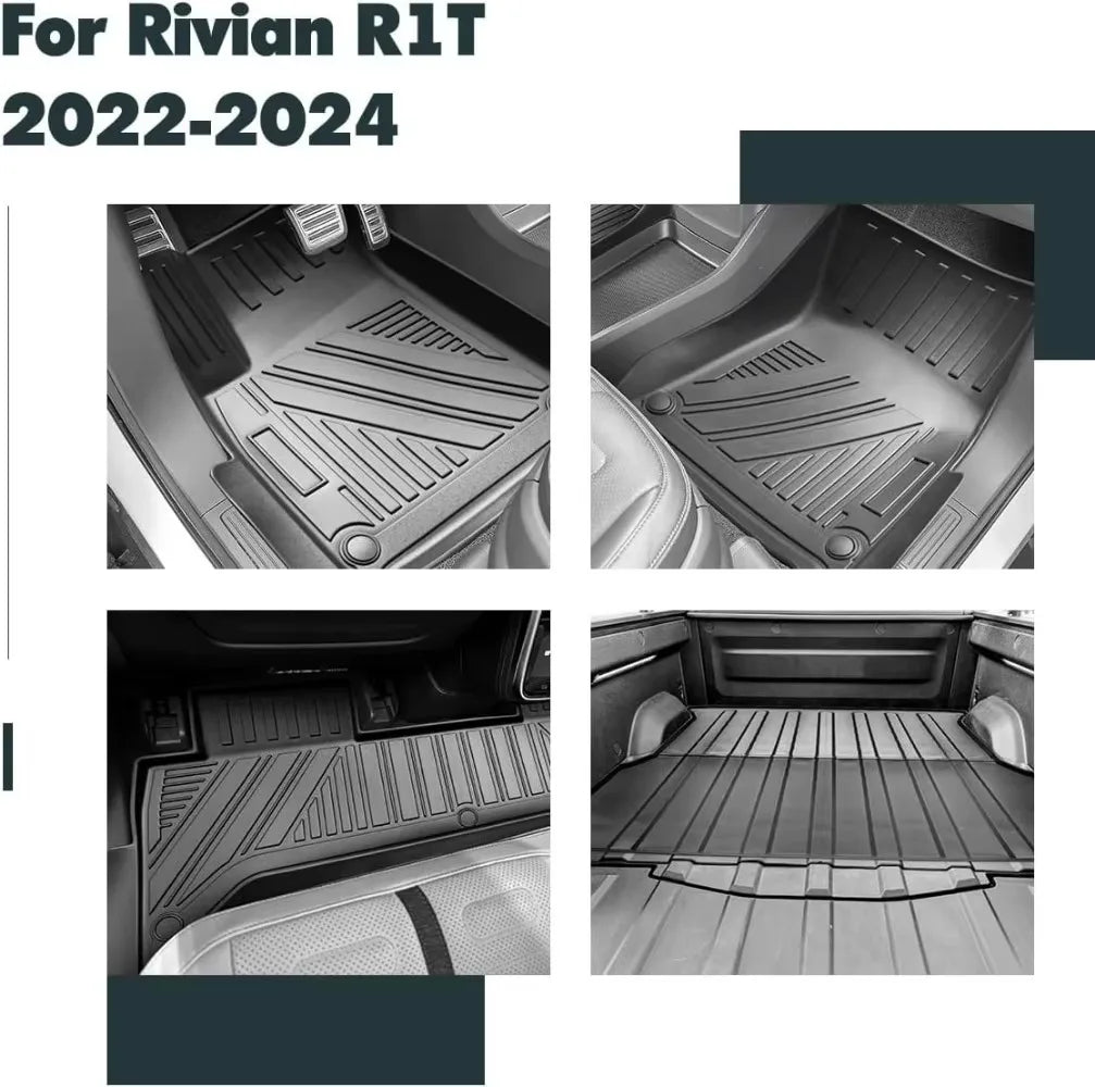 tapis sol noir rayures horizontales tpe anti dérapant tout usage rivian r1t moderne