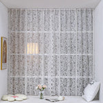 rideau blanc broderie florale transparent classique tringle polyester dimension 140x114cm