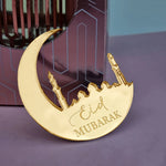 décoration fête médaille or lune minarets ramadan eid mubarak festif élégant acrylique