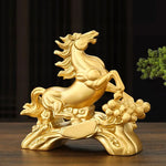 statue décorative cheval or détails texturés traditionnel asiatique feng shui maison