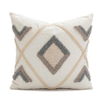 coussin géométrique moderne polyester gris beige amovible lavable contemporain decoration interieur tufter boheme