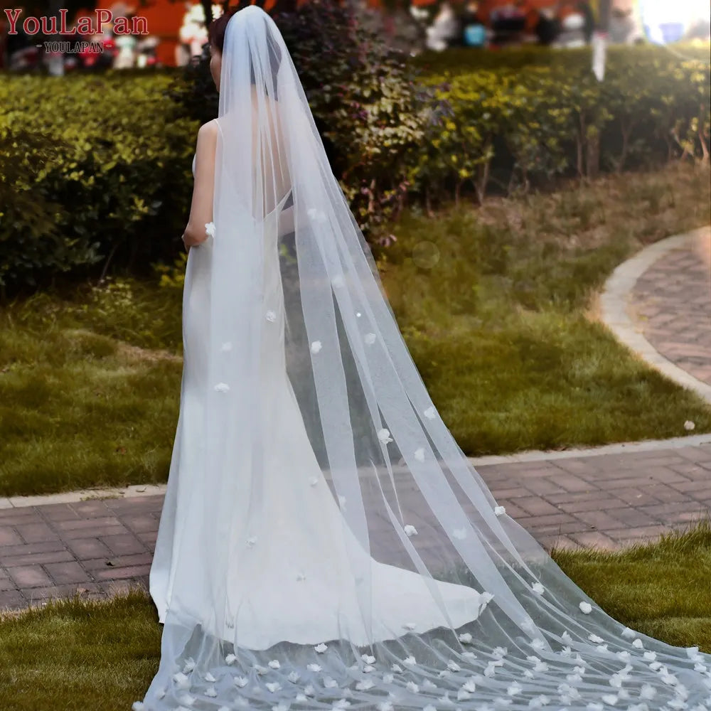 voile mariée blanc fleurs relief classique romantique translucide single layer femme