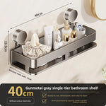 étagère murale salle bain aluminium gris métallisé lisse brillante sans perçage moderne minimaliste 30