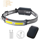 lampe frontale rechargeable led 5w gris noir ceinture ajustable mode pêche étanche 60deg modernisée